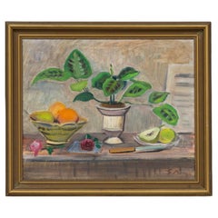 1930s Swedish oil painting by Gideon Borje (1891-1965) plant & fruit
