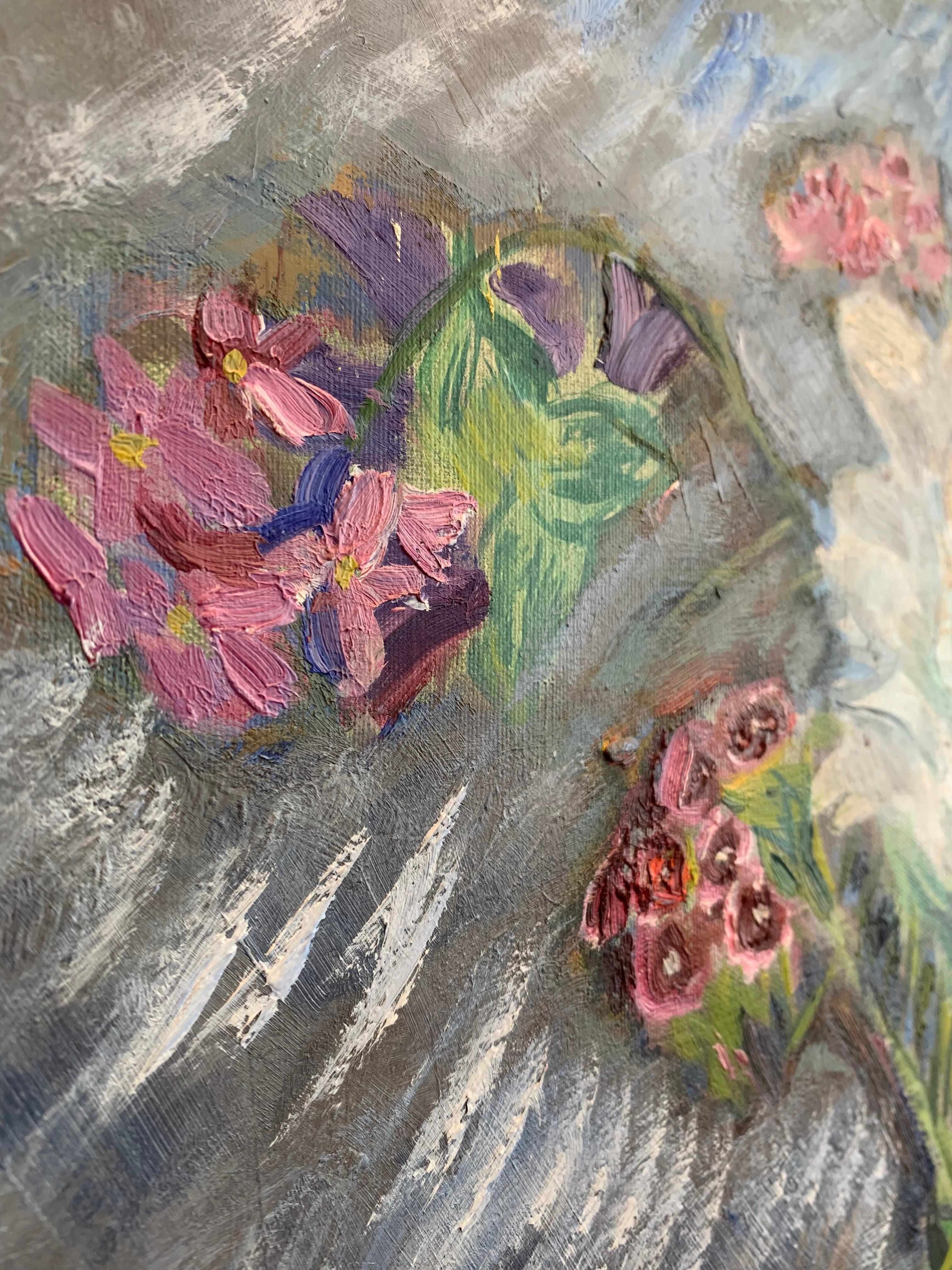 Peinture à l'huile suédoise des années 1930 représentant un vase de pivoines en vente 1