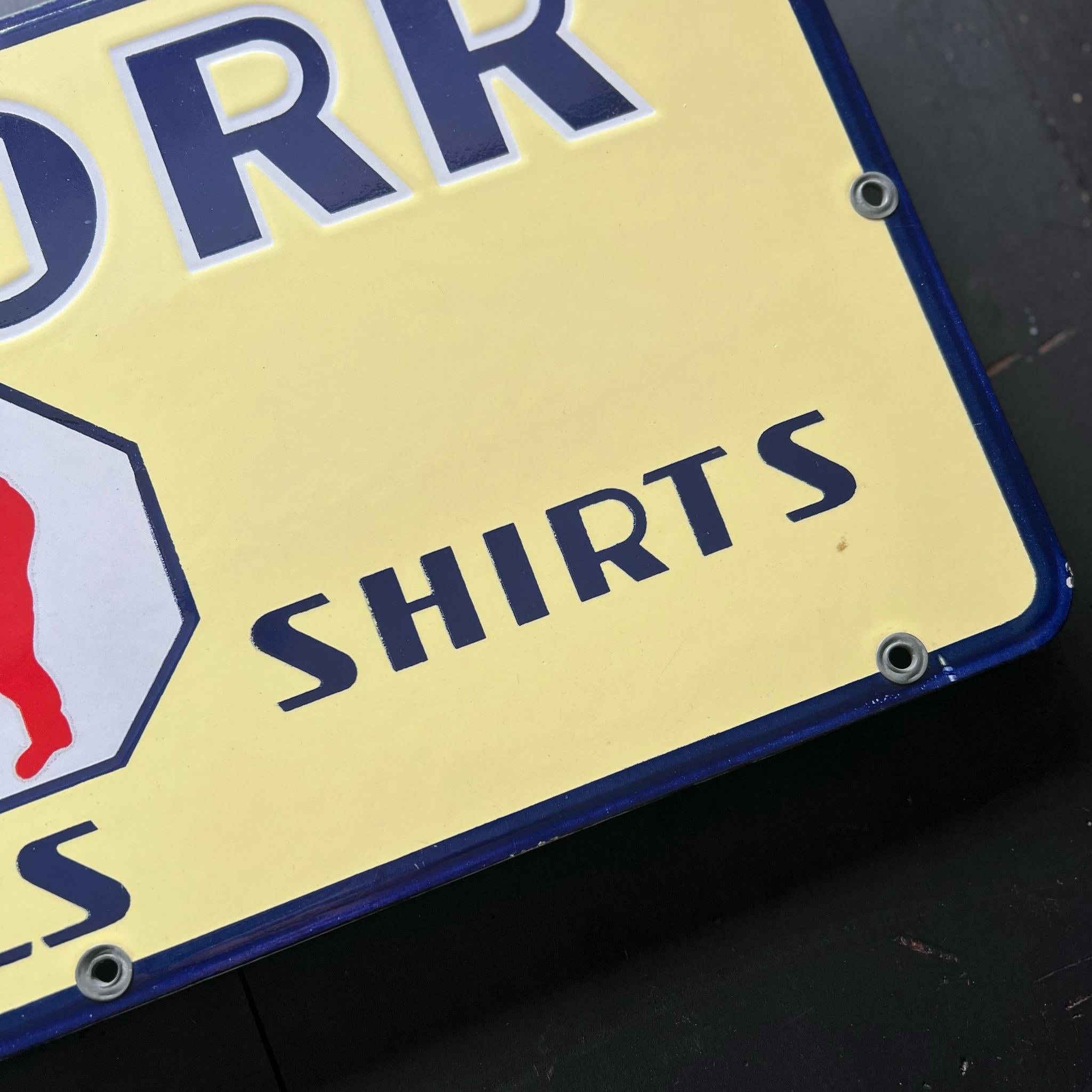 1930s Sweet Orr Pants Shirts & Overalls N.O.S. Porcelain General Store Sign. For Sale 2