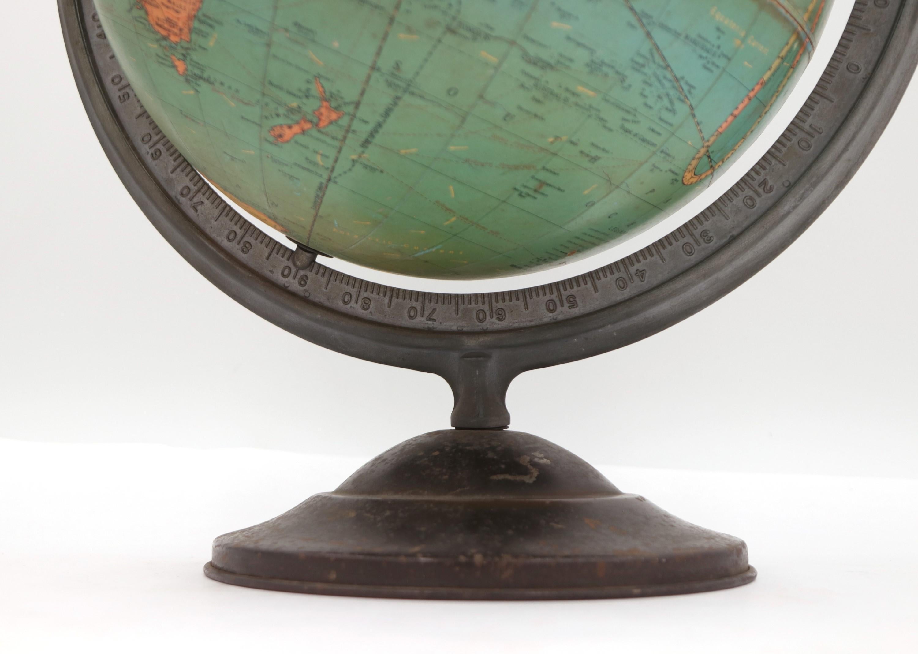 1930s Table Globe Mounted on Base by Replogle Manufacturers 4