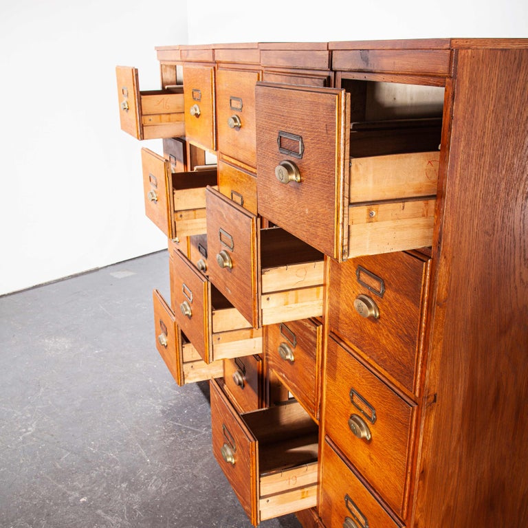 1930's Tall Oak Four Drawer Filing Chest Of Drawers Five