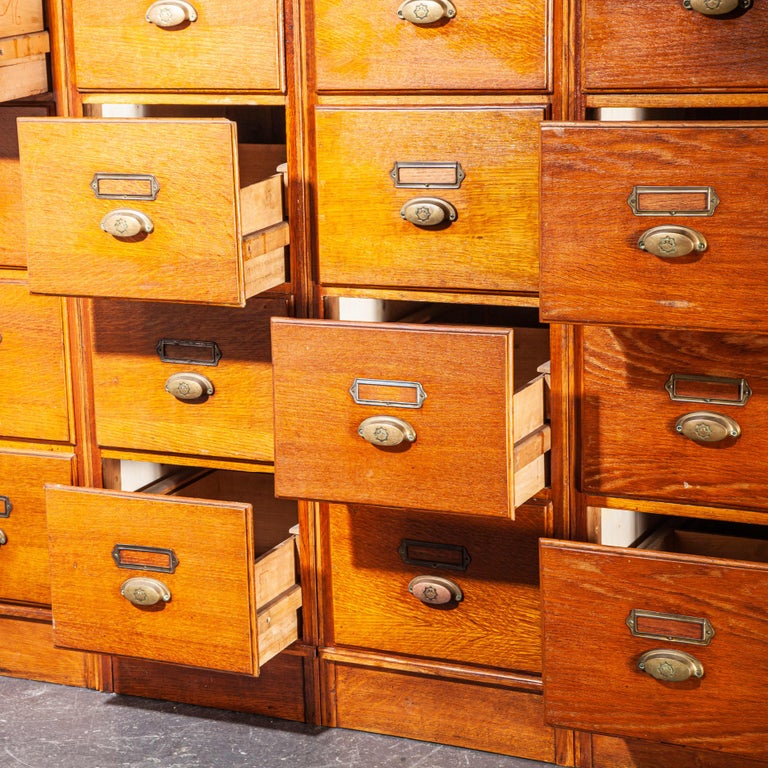 1930's Tall Oak Four Drawer Filing Chest Of Drawers Five