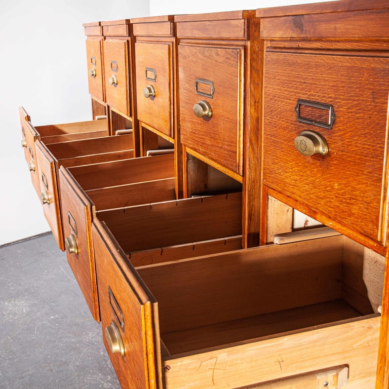 1930's Tall Oak Four Drawer Filing Chest Of Drawers Five