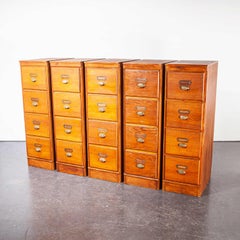 1930's Tall Oak Four Drawer Filing Cabinet - Chest Of Drawers - Five Units