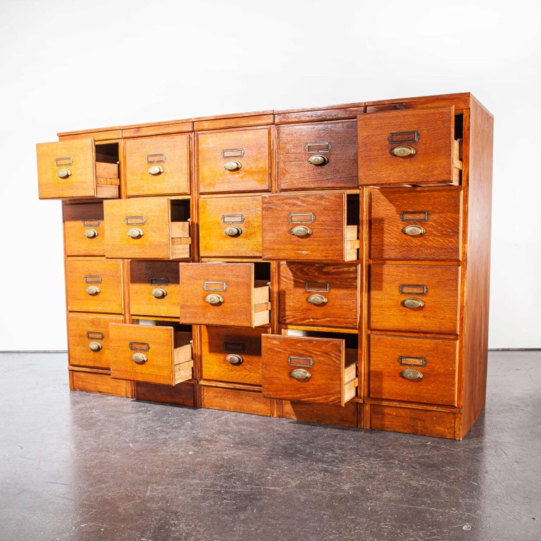 1930's Tall Oak Four Drawer Filing Chest Of Drawers Five