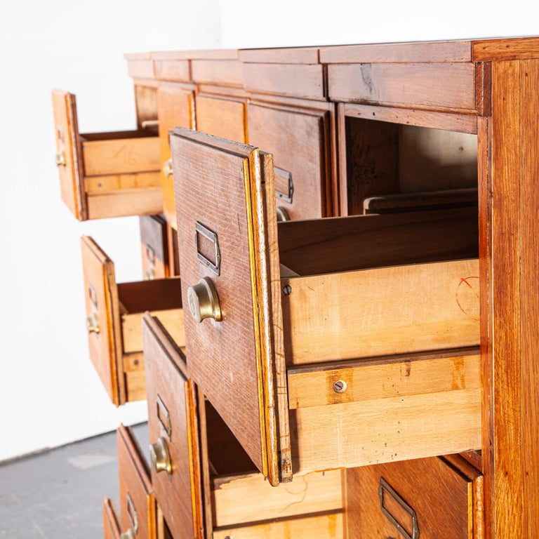 1930's Tall Oak Four Drawer Filing Chest Of Drawers Five