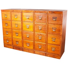 1930's Tall Oak Four Drawer Filing Cabinet - Chest Of Drawers - Five Units