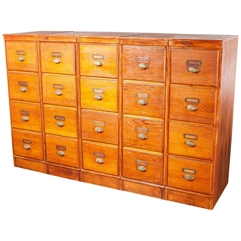 1930 S Tall Oak Four Drawer Filing Cabinet Chest Of Drawers Five Units For Sale At 1stdibs