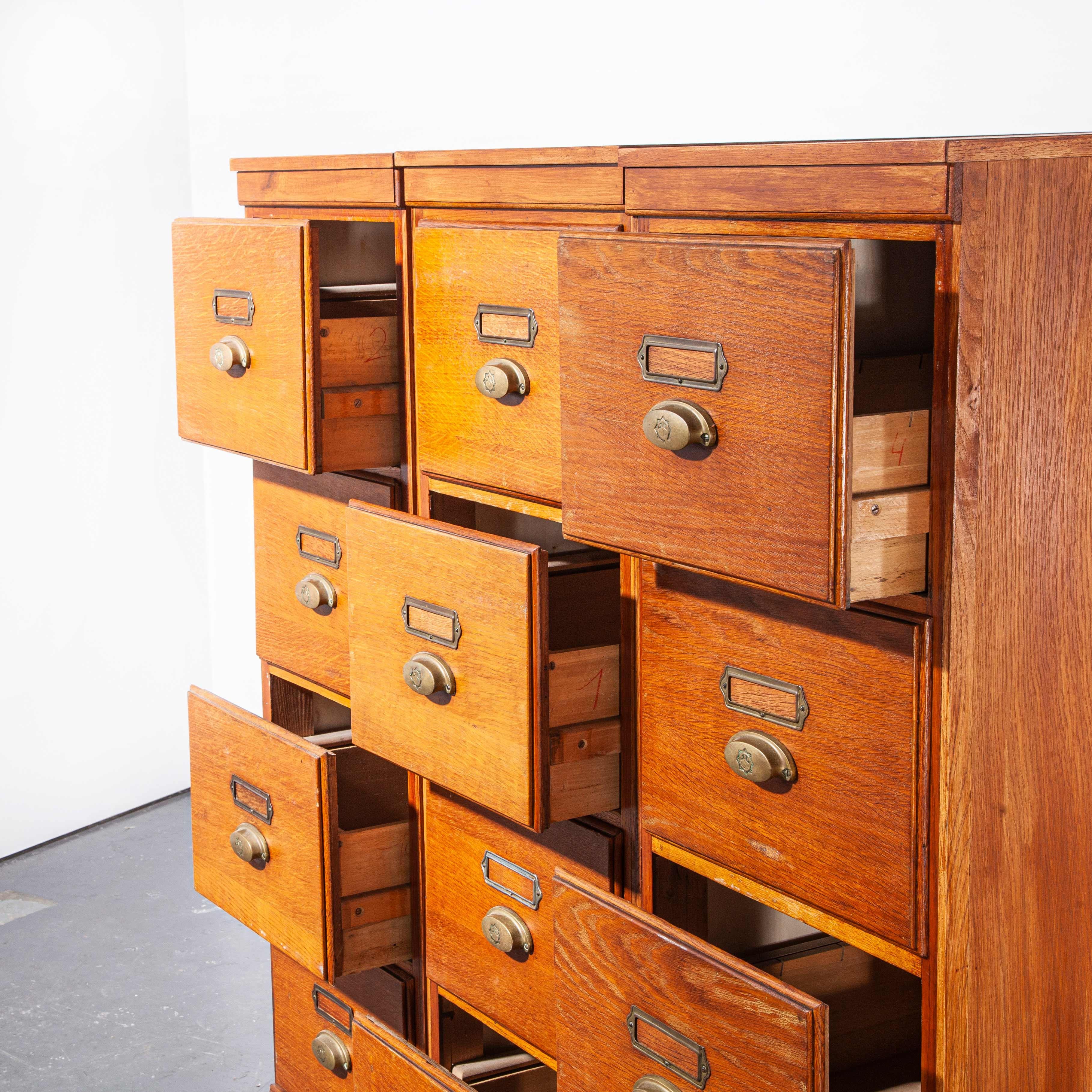 1930's Tall Oak Four Drawer Filing Cabinet - Chest Of Drawers - Three Units 2
