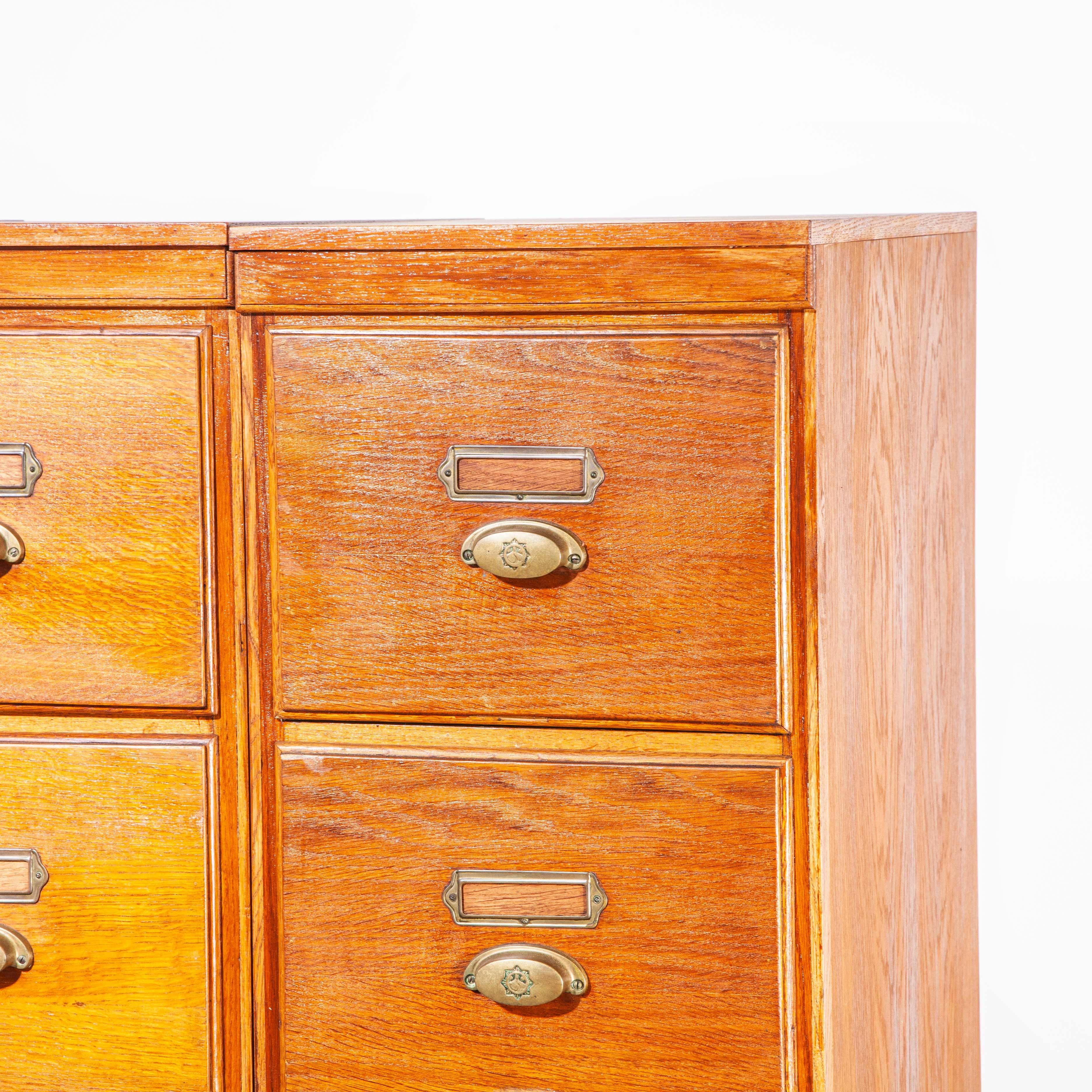 Mid-20th Century 1930's Tall Oak Four Drawer Filing Cabinet - Chest Of Drawers - Three Units