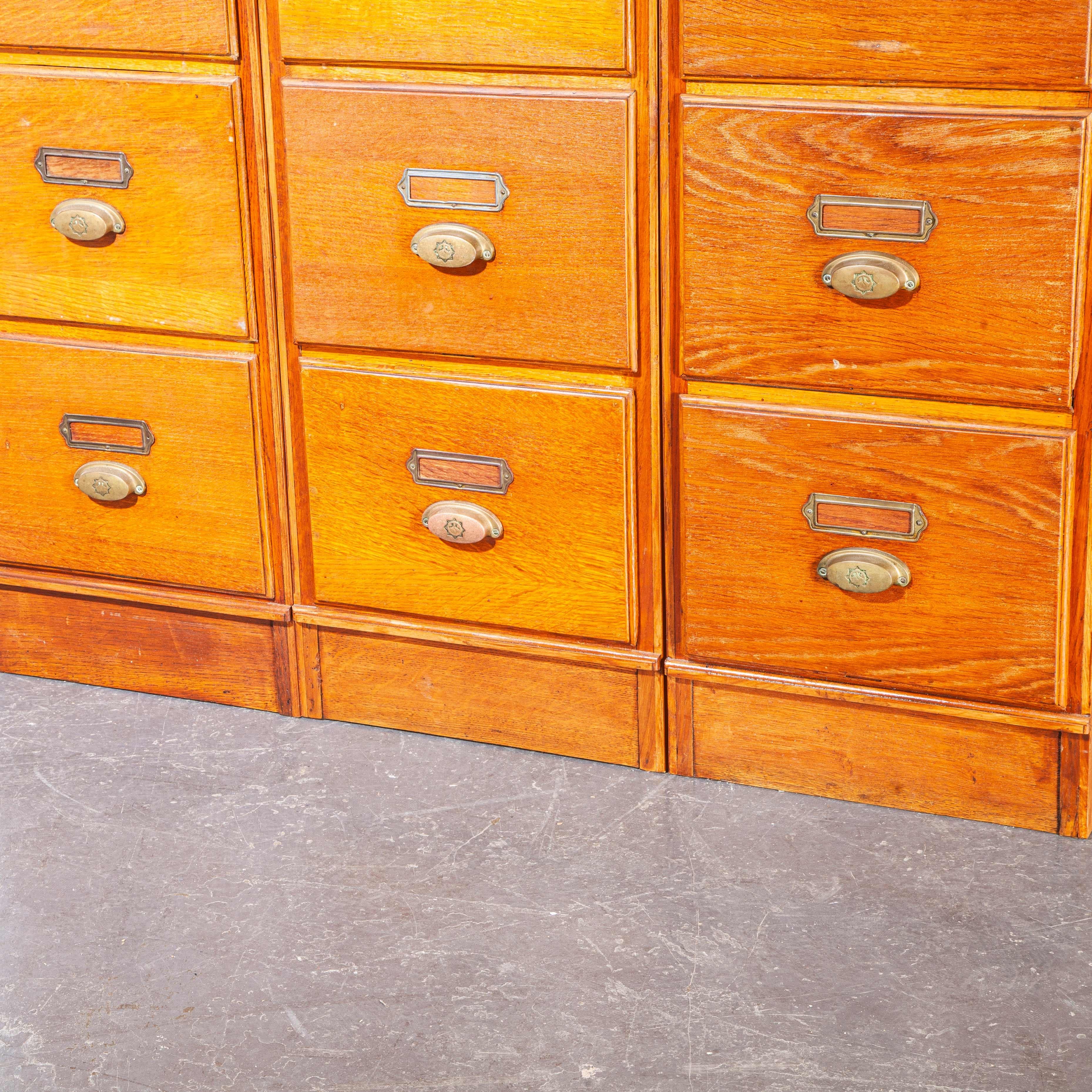 1930's Tall Oak Four Drawer Filing Cabinet - Chest Of Drawers - Three Units 1