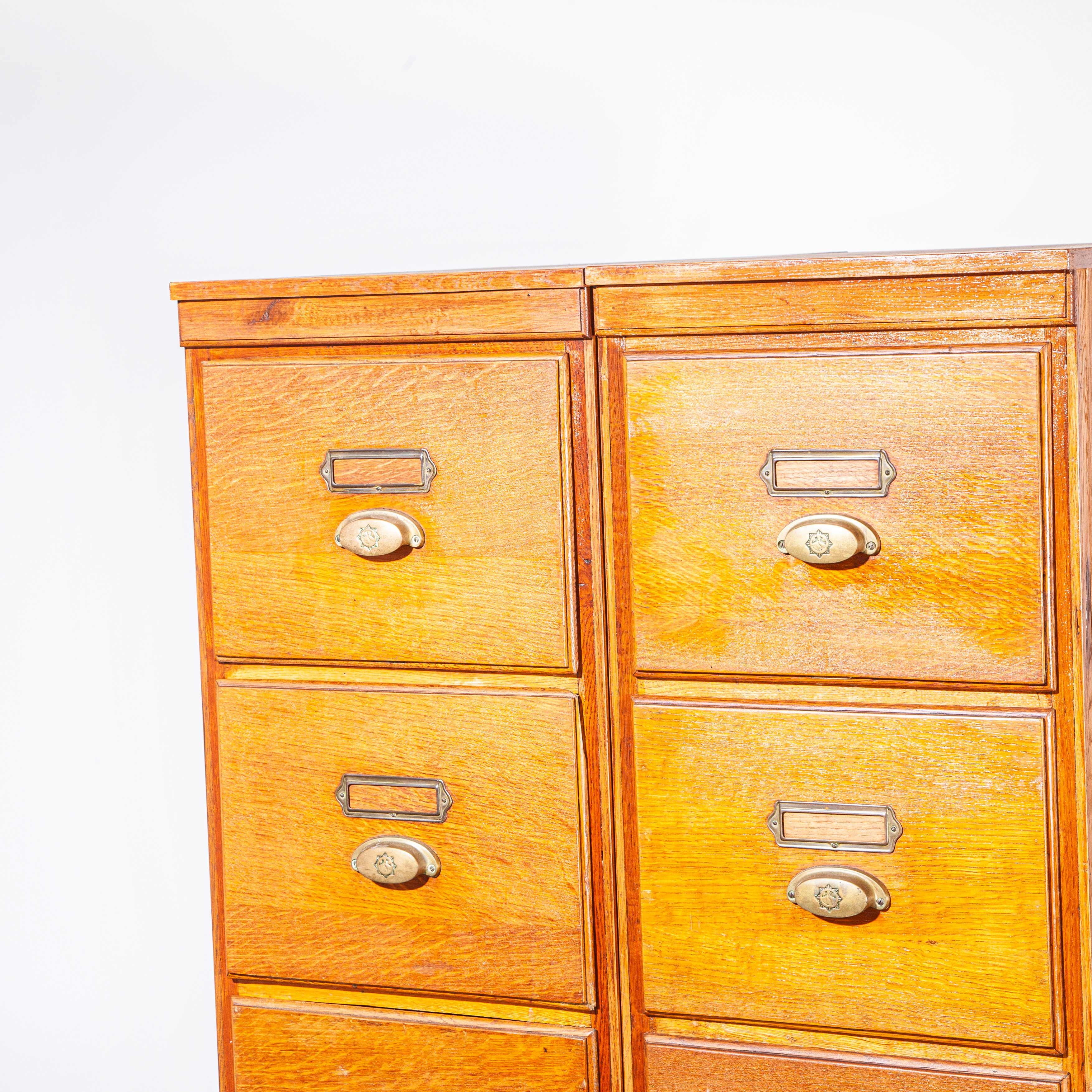 1930's Tall Oak Four Drawer Filing Cabinet - Chest Of Drawers - Two Units In Good Condition In Hook, Hampshire