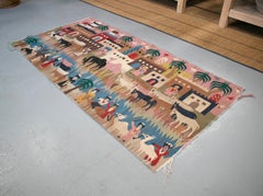 1930er Wandteppich mit Townes-Szenerie