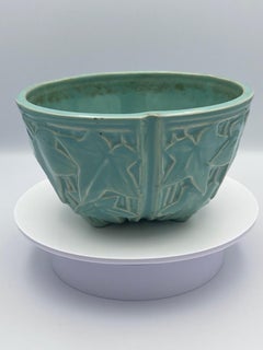 Jardinière suspendue à lierre en poterie McCoy, 1930, sarcelle