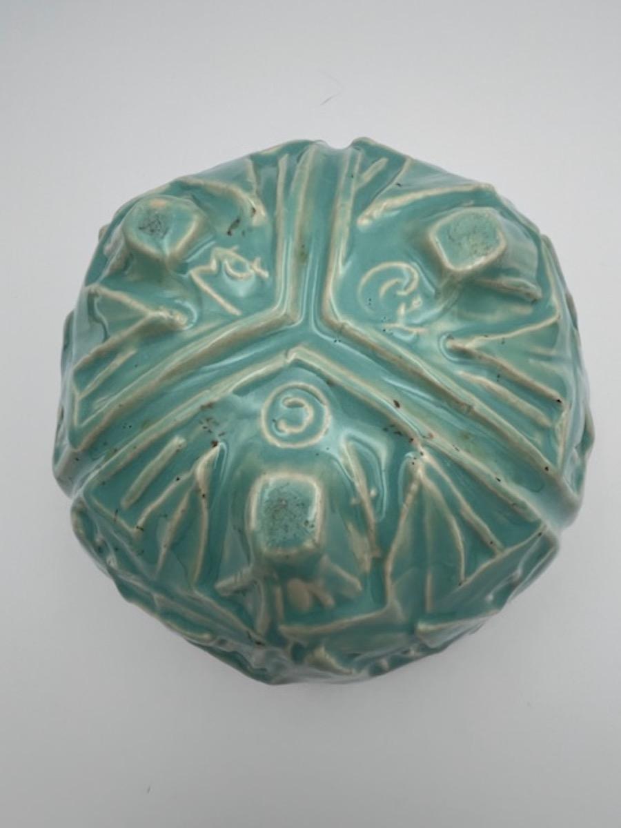 Milieu du XXe siècle Jardinière suspendue à lierre en poterie McCoy, 1930, sarcelle en vente
