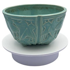 1930's Teal McCoy Pottery Hanging Ivy Basket Planter