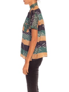 1930S Teal Silk Deadstock Beach Pajama