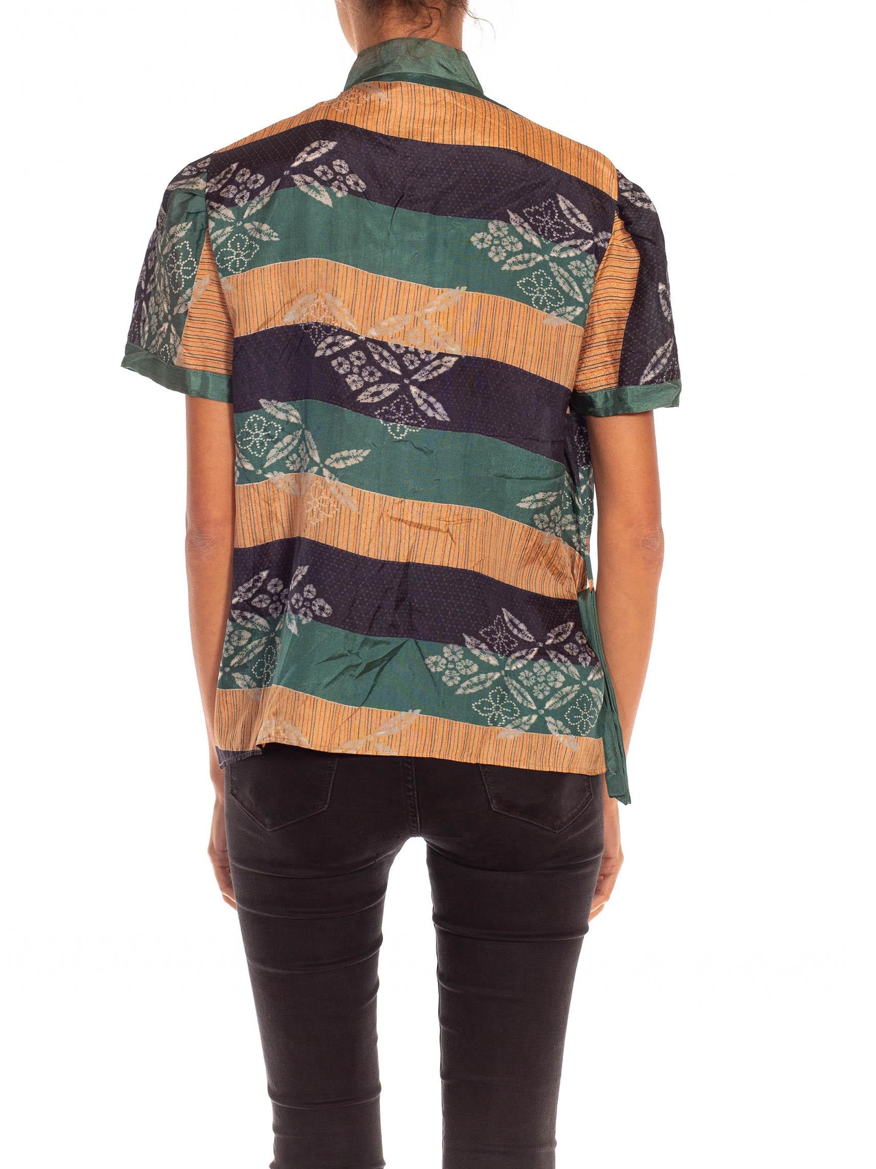 1930S Teal Silk Deadstock Beach Pajama 1