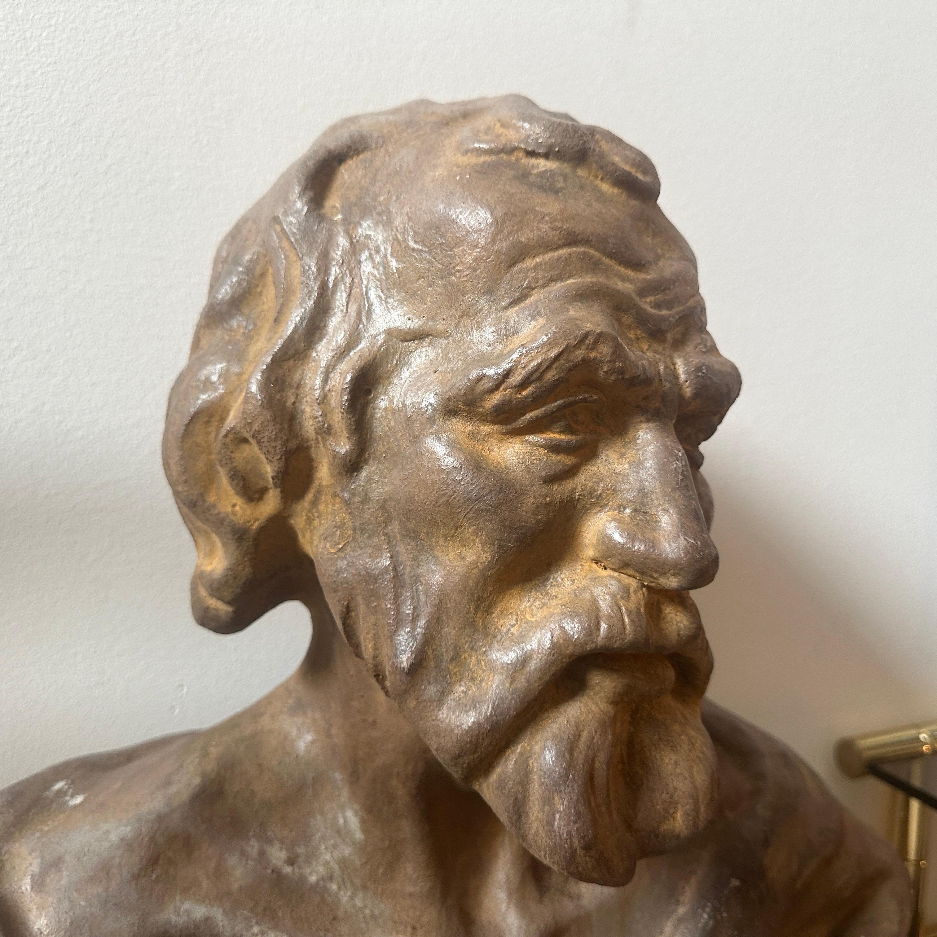 1930s Terracotta Sicilian Bust of Seneca the Philosopher For Sale 7