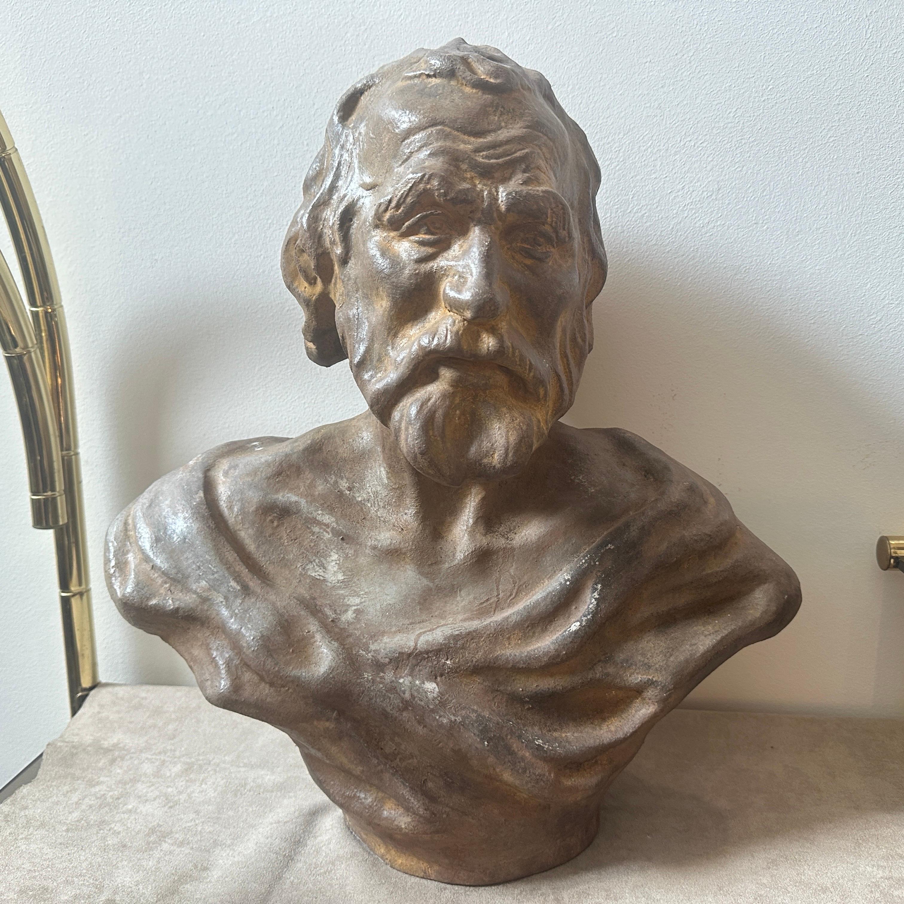 1930s Terracotta Sicilian Bust of Seneca the Philosopher For Sale 8