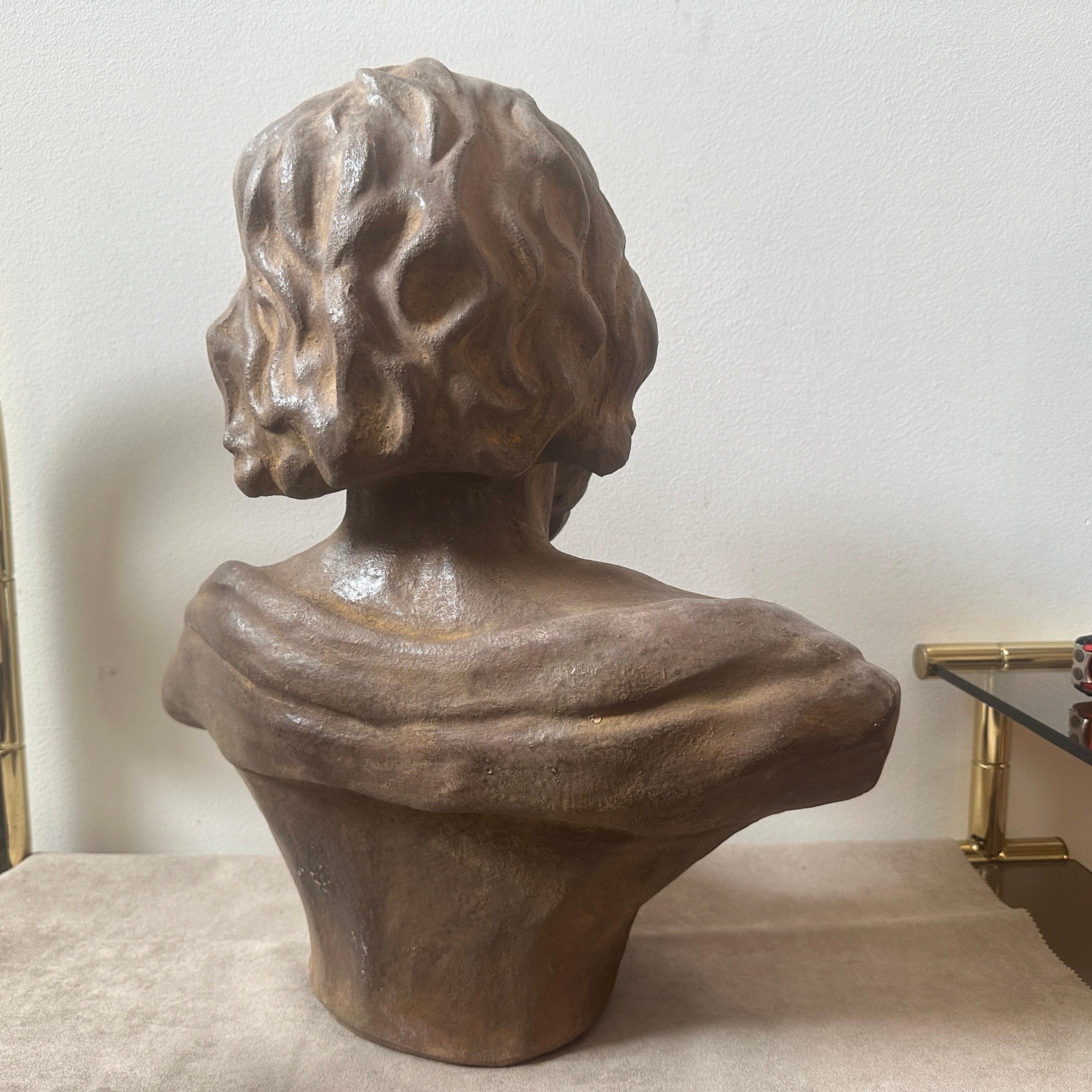 1930s Terracotta Sicilian Bust of Seneca the Philosopher For Sale 2