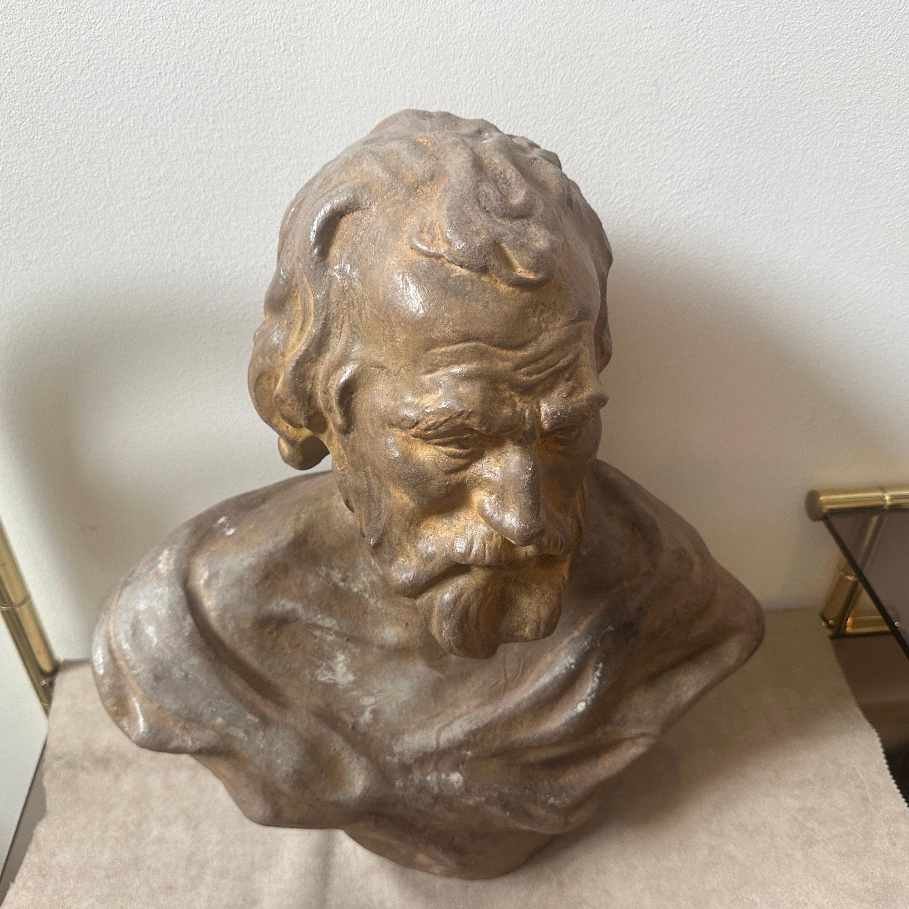 1930s Terracotta Sicilian Bust of Seneca the Philosopher For Sale 4