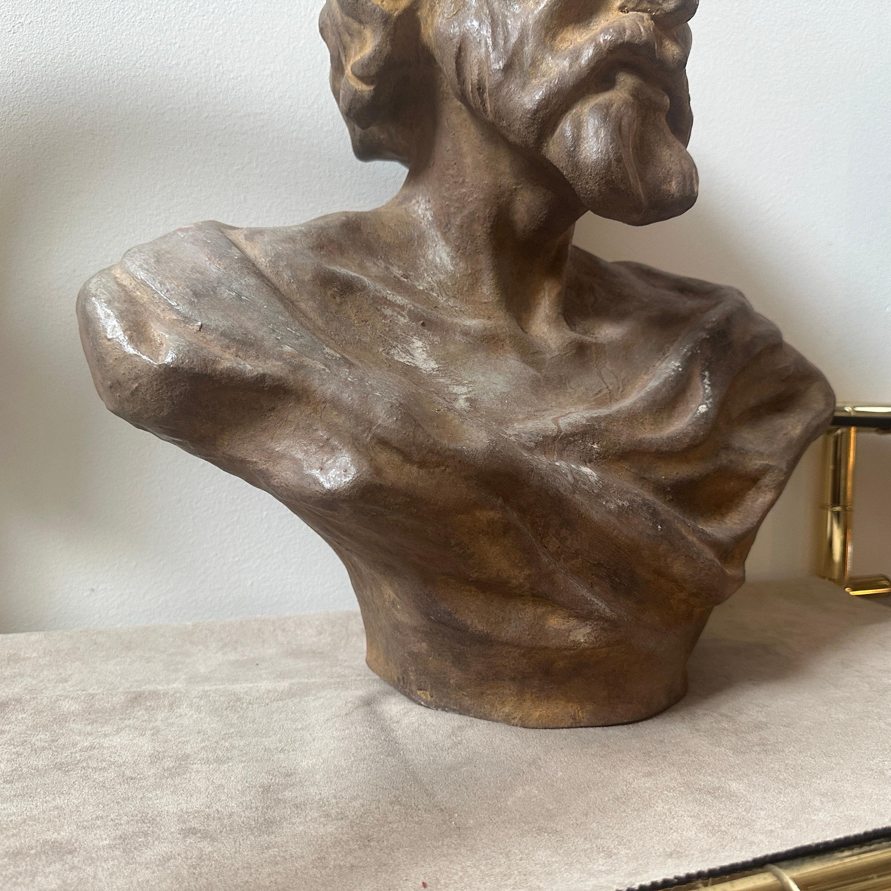 1930s Terracotta Sicilian Bust of Seneca the Philosopher For Sale 5