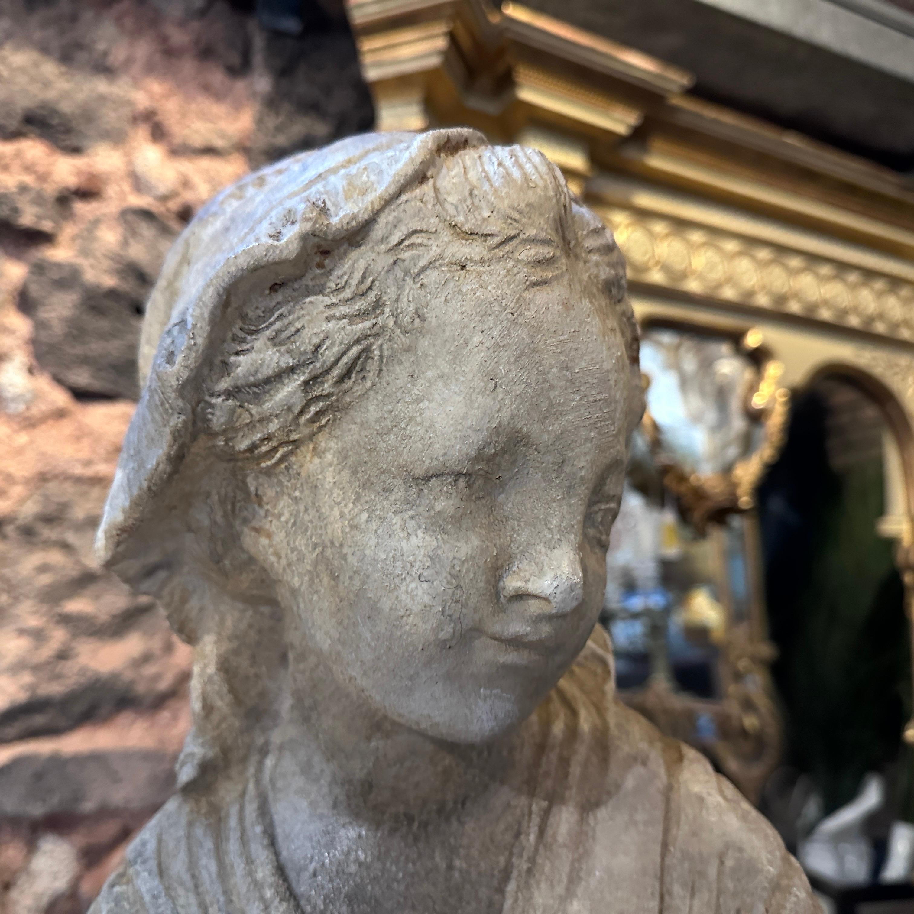 1930s Art Nouveau Terracotta Sicilian Sculpture of a Young Girl For Sale 9