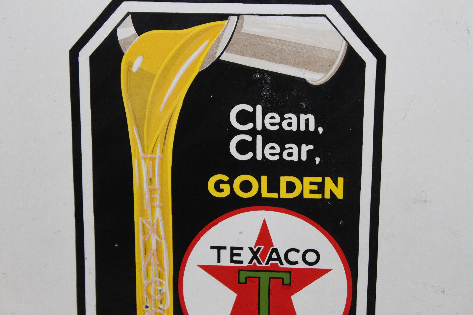 Mid-Century Modern 1930s Texaco Motor Oil Double-Sided Porcelain Curb Sign For Sale