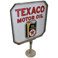 1930s Texaco Motor Oil Double-Sided Porcelain Curb Sign