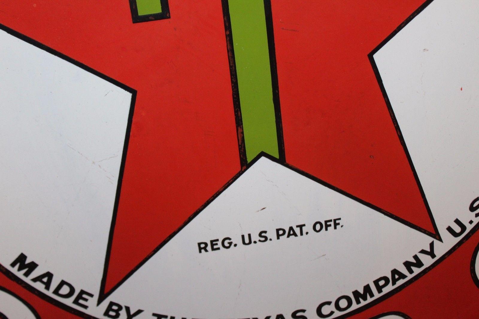 1930s Texaco Motor Oil Single Sided Porcelain Neon Sign In Fair Condition For Sale In Orange, CA