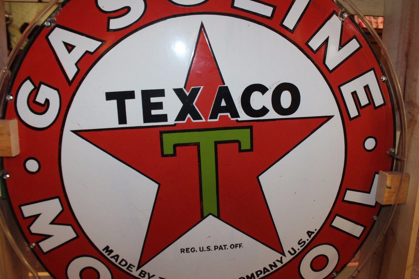Mid-20th Century 1930s Texaco Motor Oil Single Sided Porcelain Neon Sign For Sale