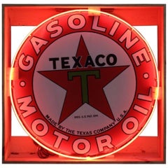 1930s Texaco Motor Oil Single Sided Porcelain Neon Sign