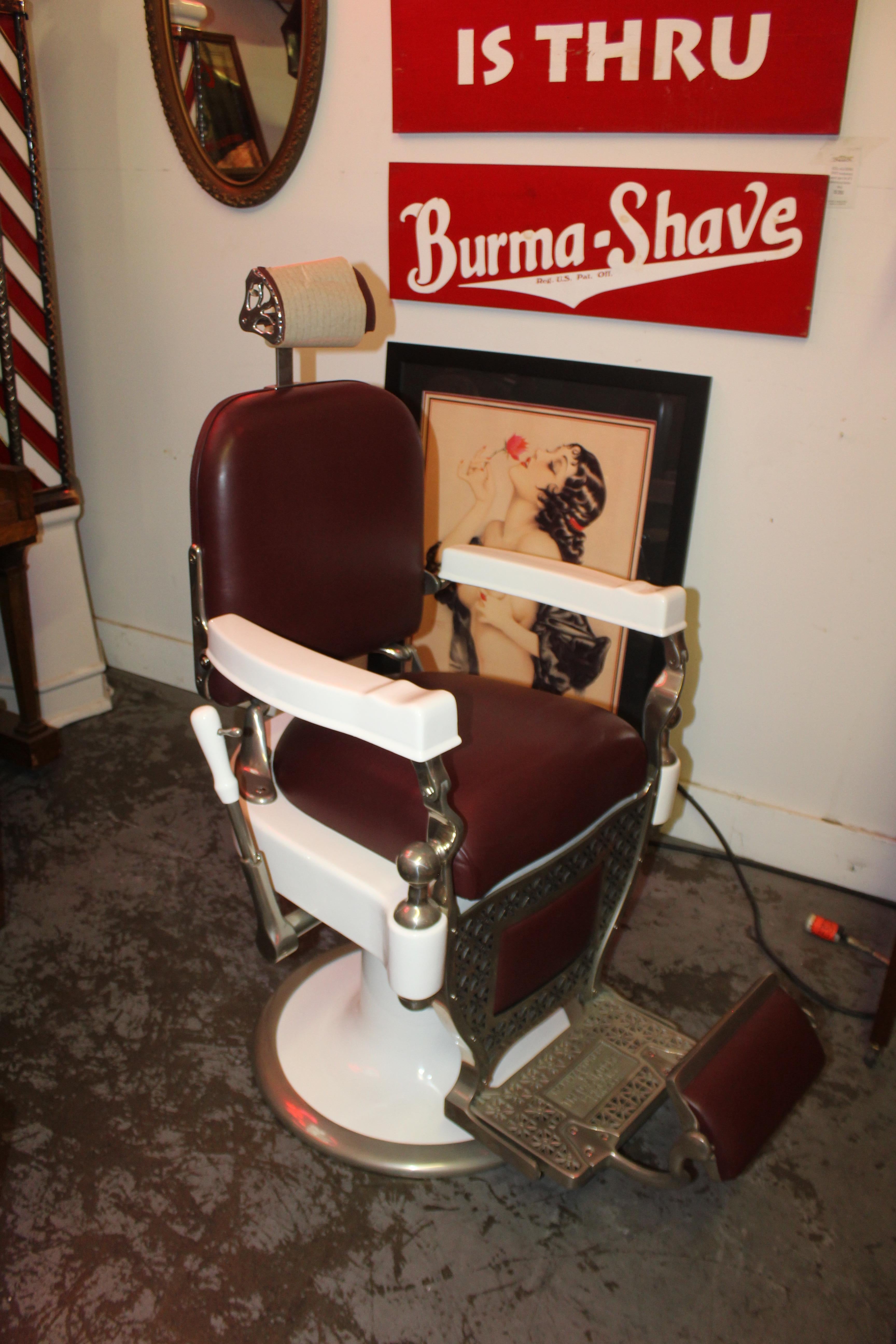 North American 1930s Theo A. Kochs Antique Barber Chair For Sale