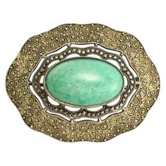 1930s Theodor Fahrer Amazonite Filigree Brooch