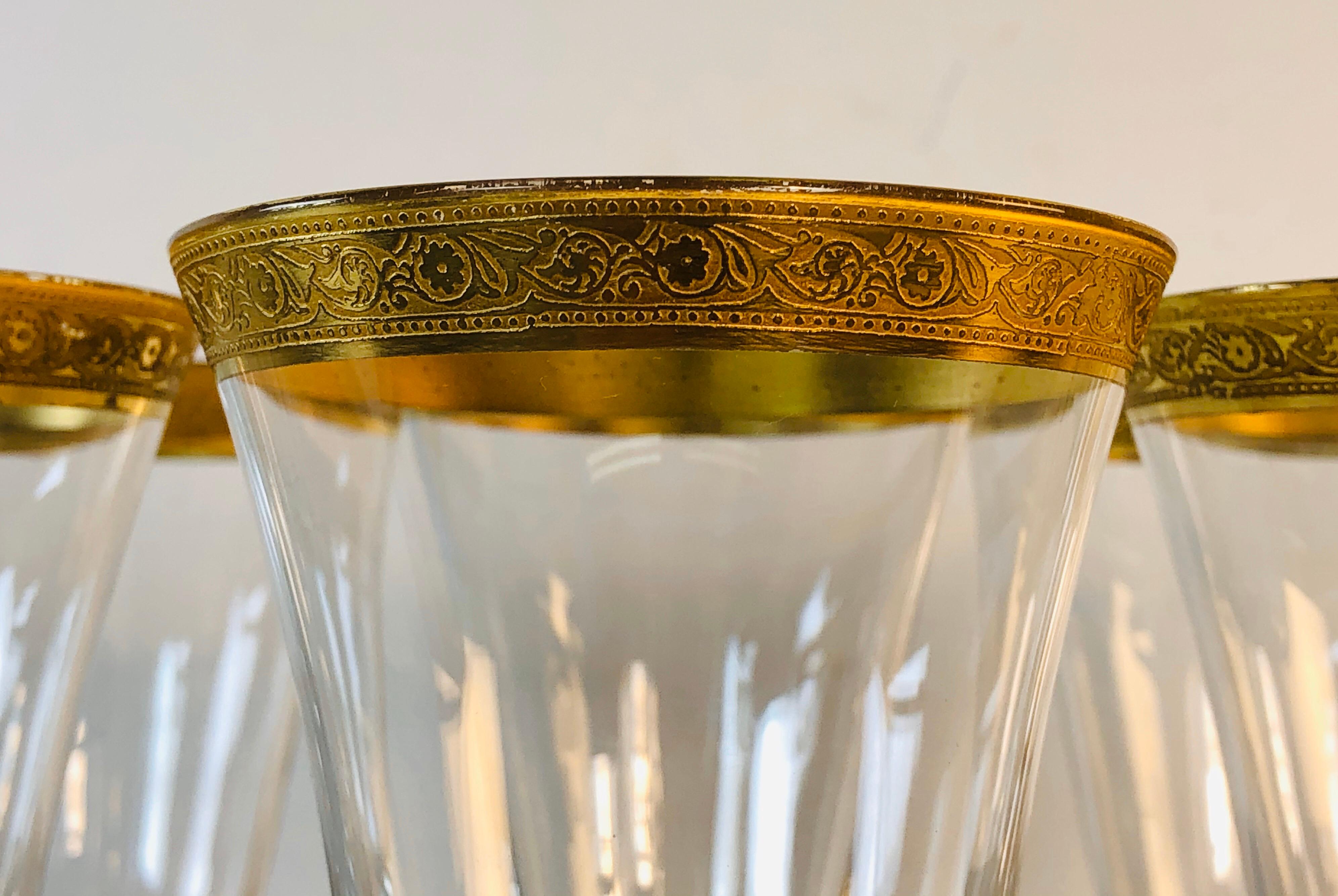 tiffin gold rimmed glasses