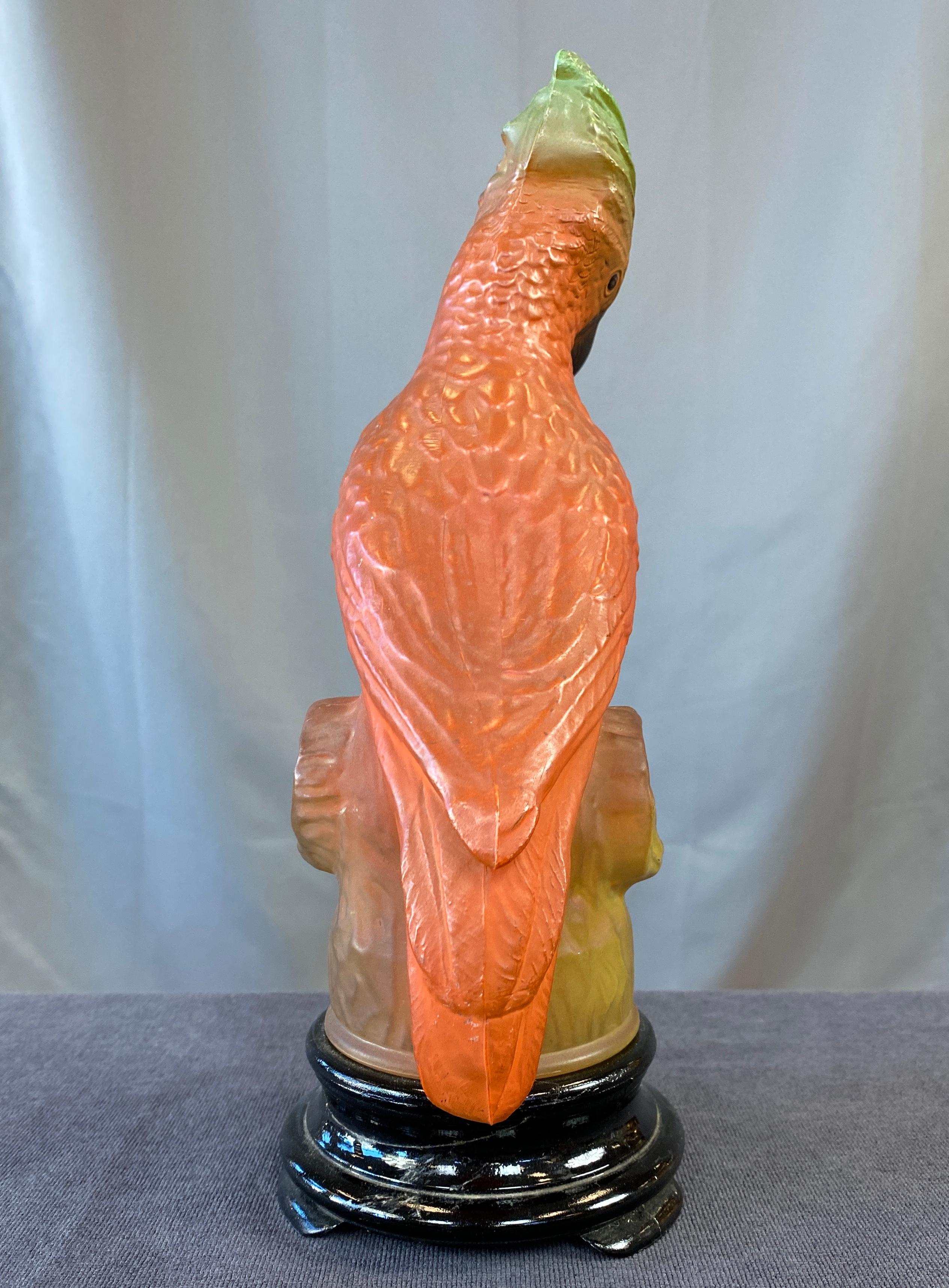 American 1930s Tiffin Glass Parrot Lamp