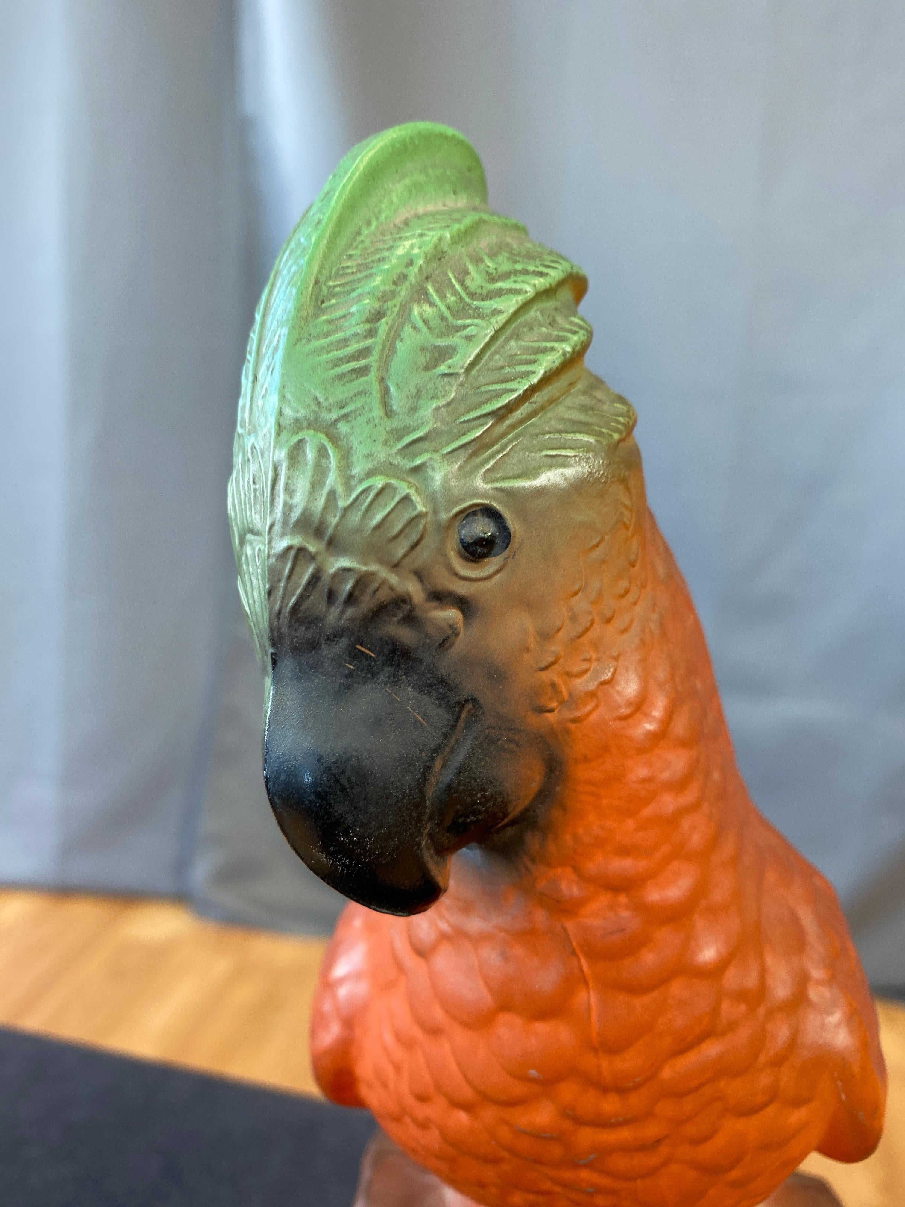 Mid-20th Century 1930s Tiffin Glass Parrot Lamp