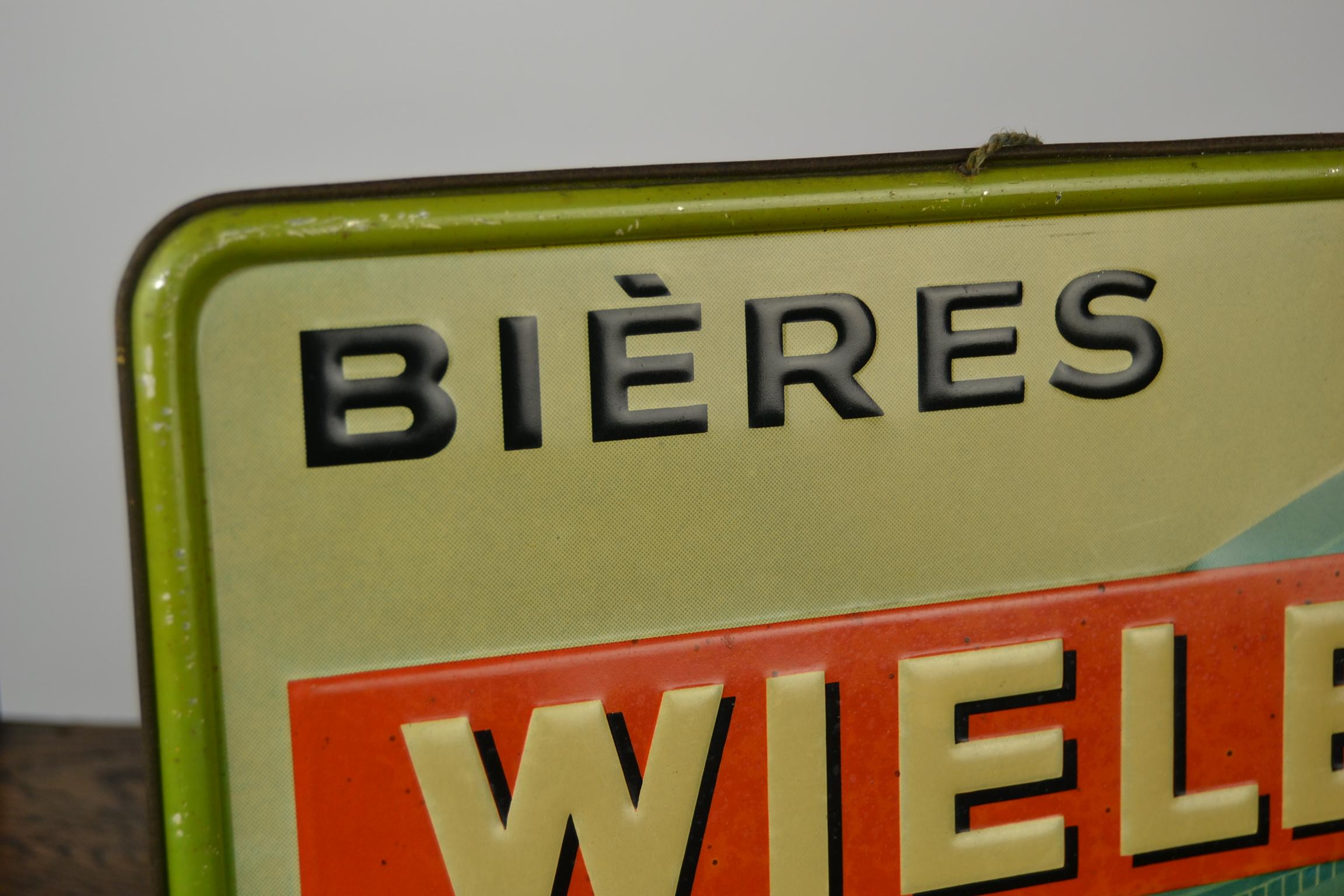 Metal 1930s Belgian Beer Sign Wielemans