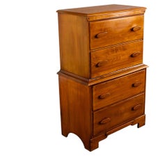 1930s to 1950s Transitional Solid Maple Chest of Drawers with Hand Carved Pulls