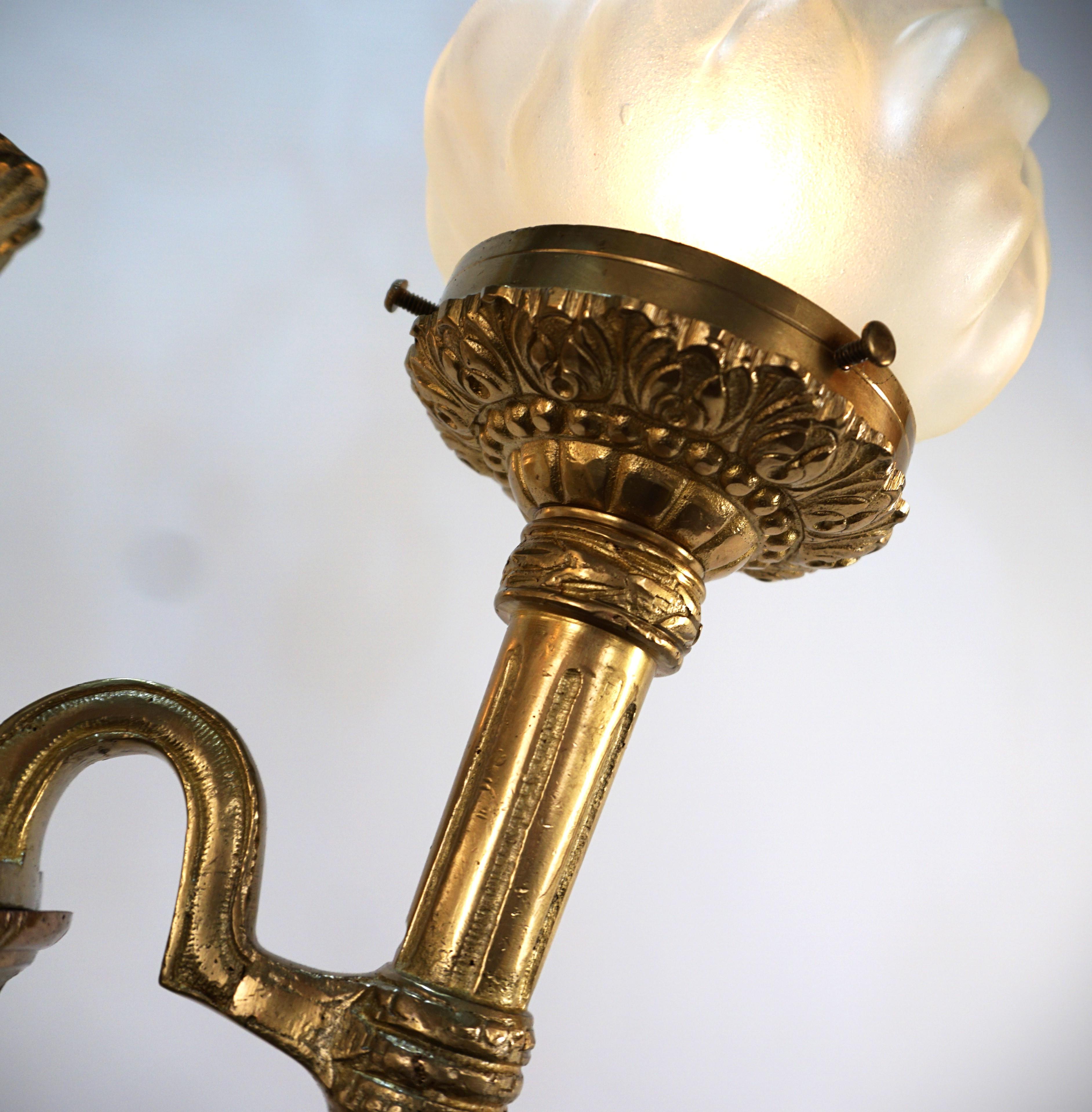 1930's Torch Flame Bronze Chandelier 1