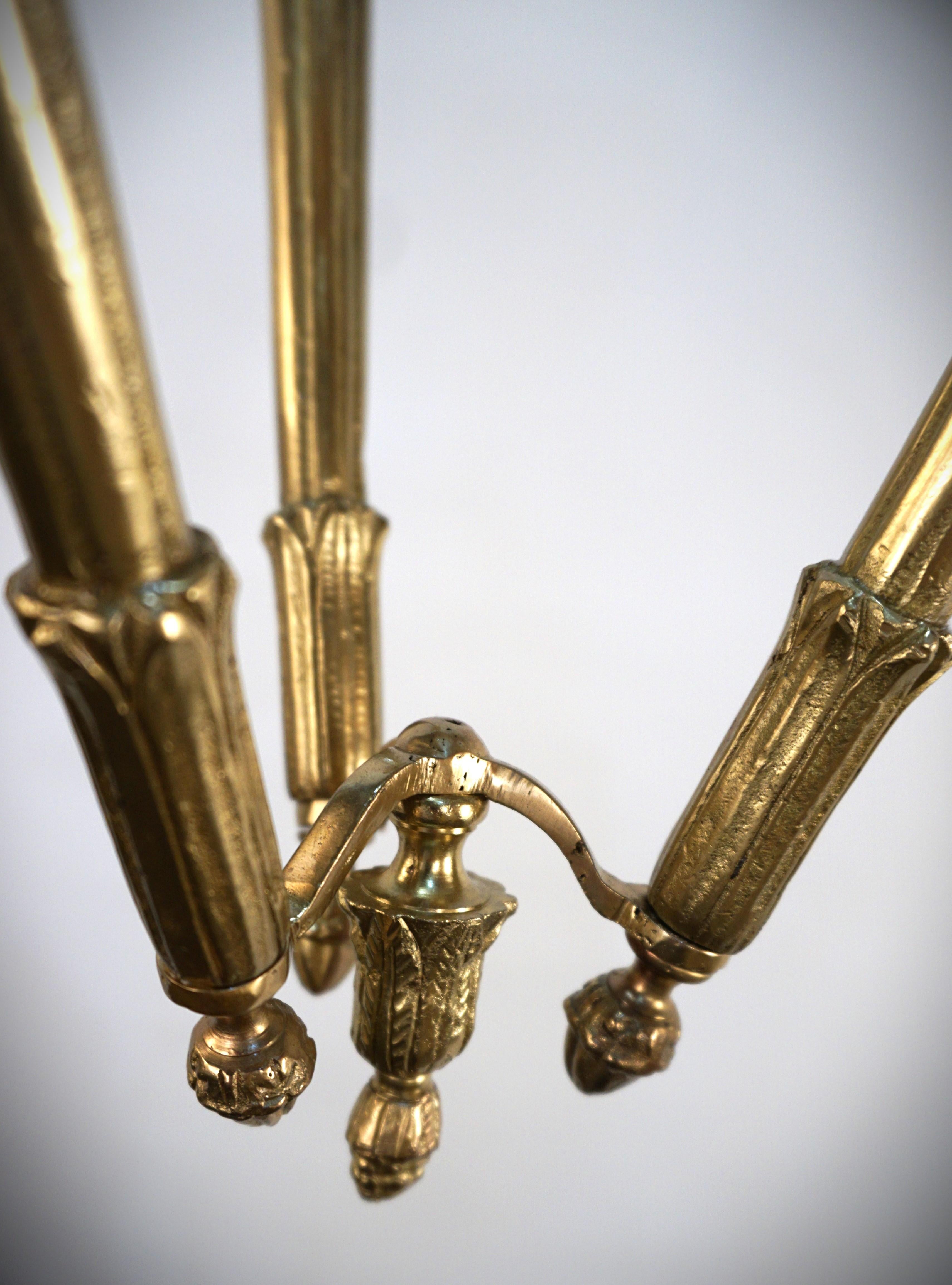 1930's Torch Flame Bronze Chandelier 3