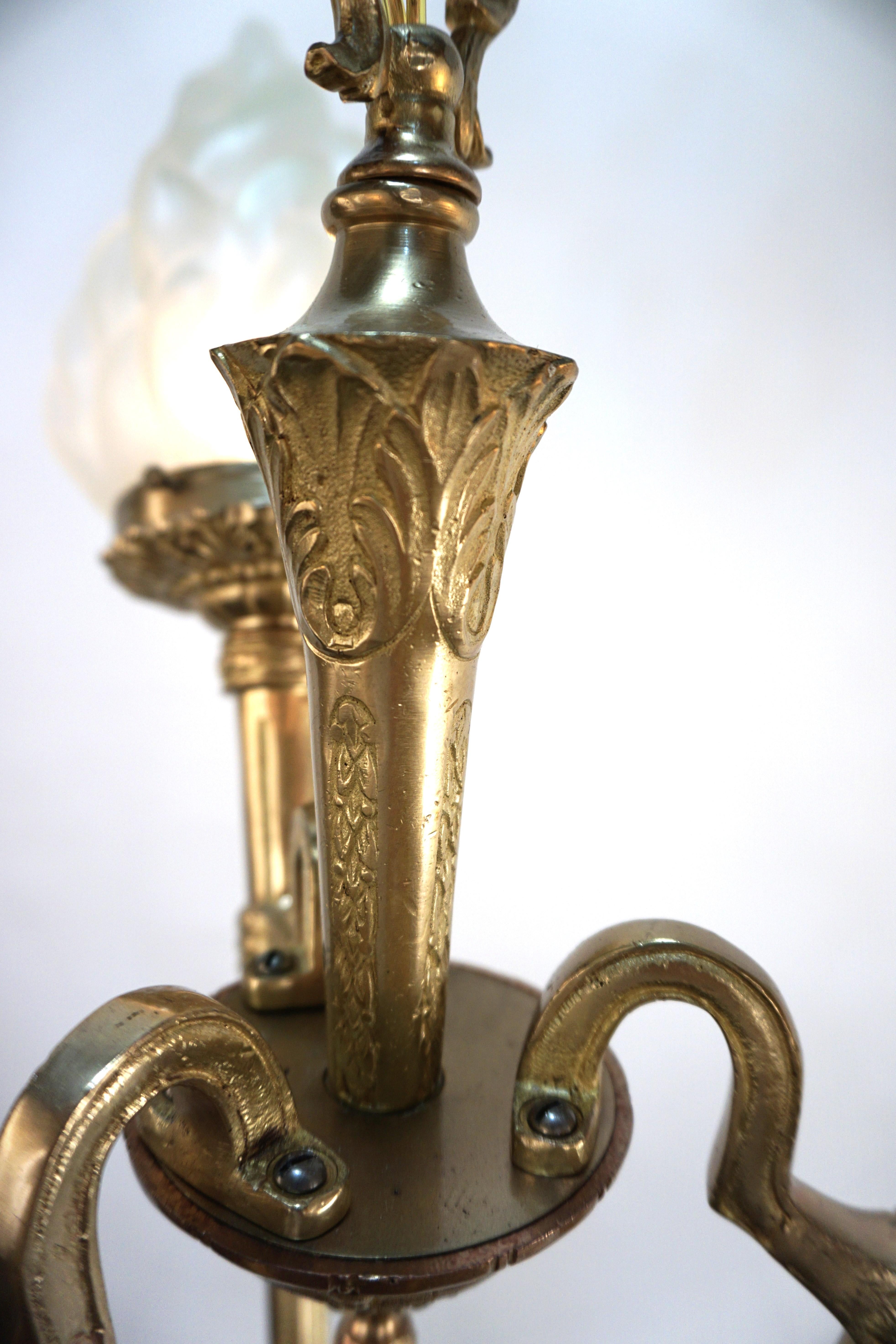 1930's Torch Flame Bronze Chandelier 5