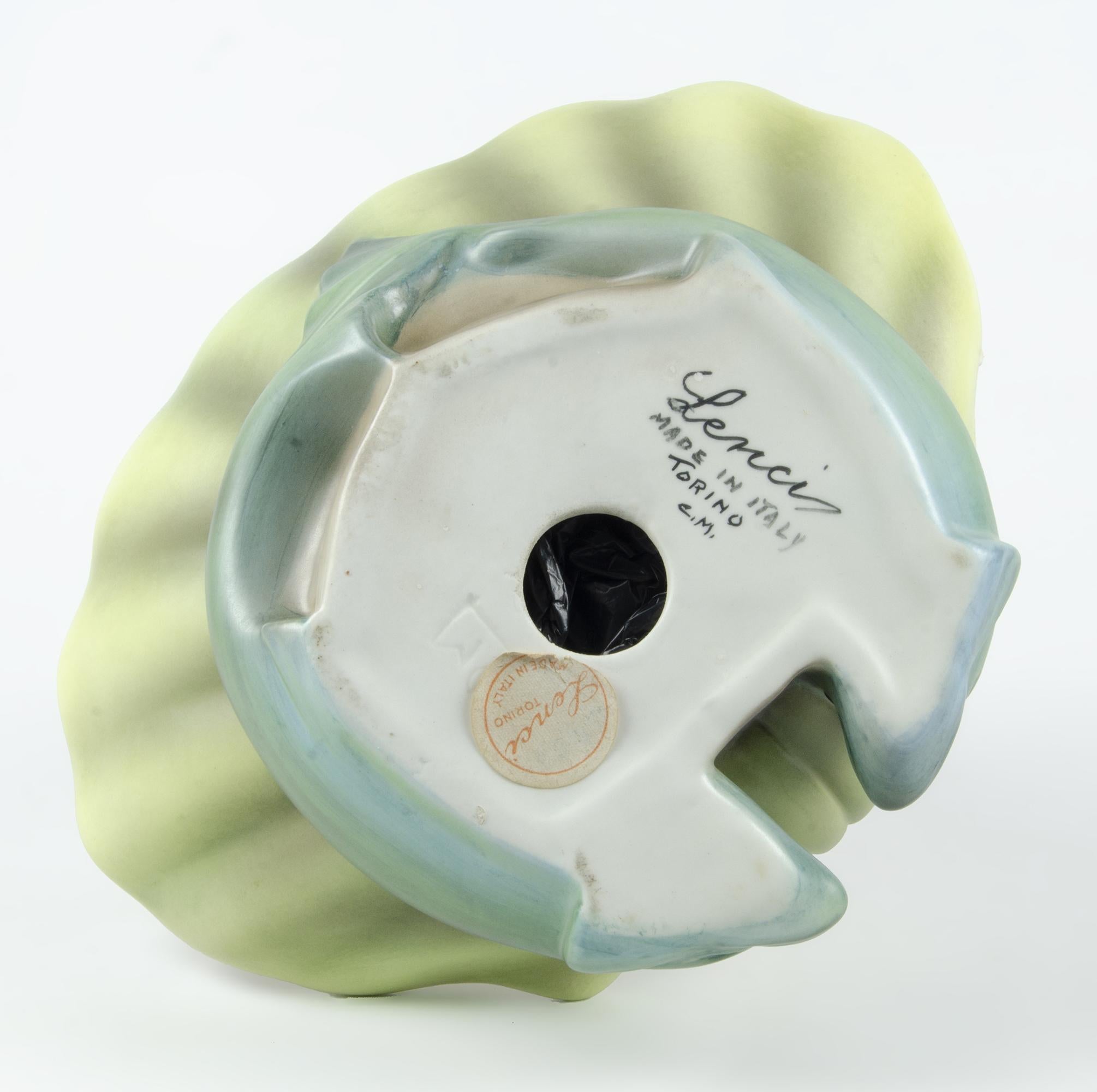 Ceramic 1930s Torino Glazed Porcelain Sculpture of Seated Venus on Shell by Lenci, Italy For Sale