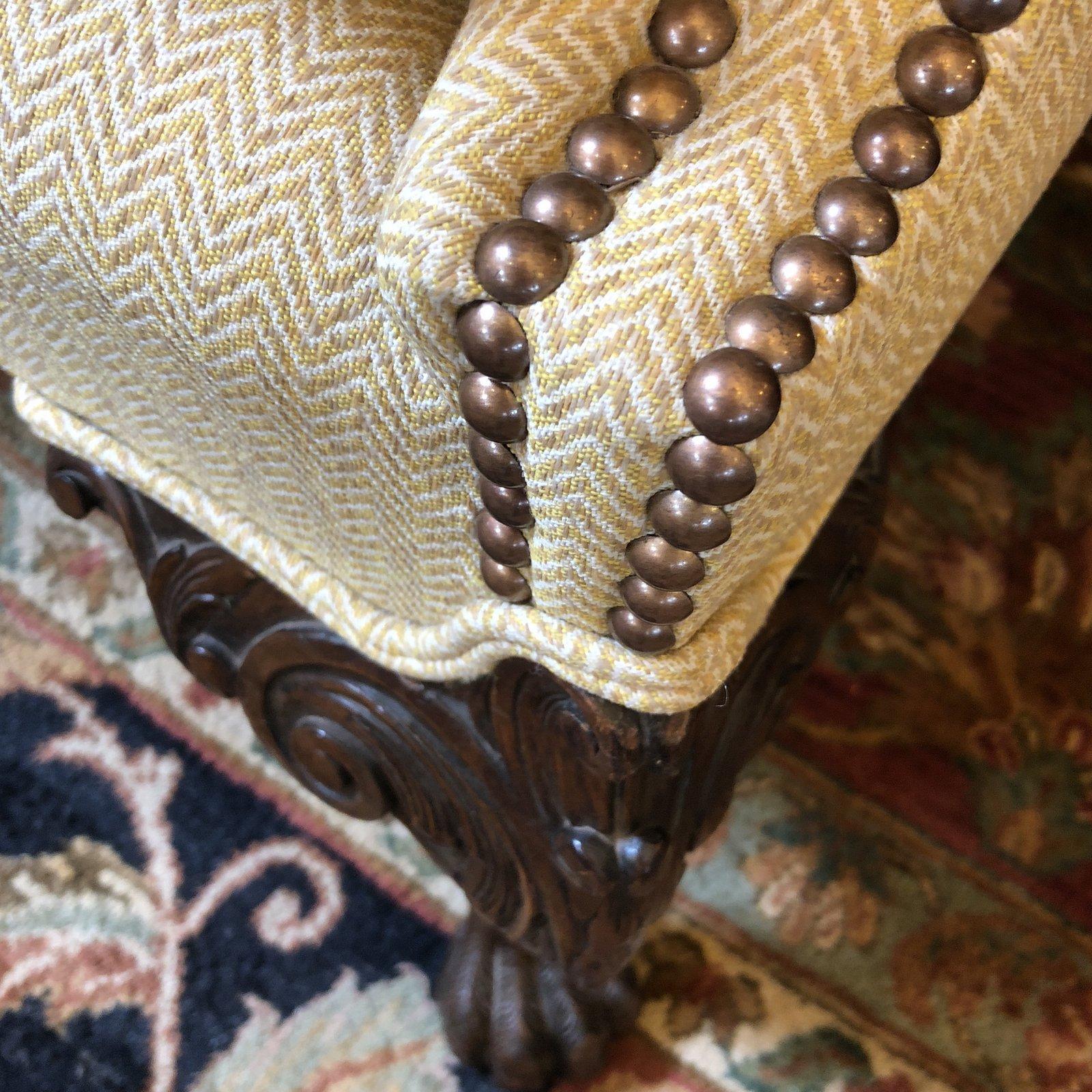 Fabric 1930s Traditional Upholstered Ecru Camelback Sofa