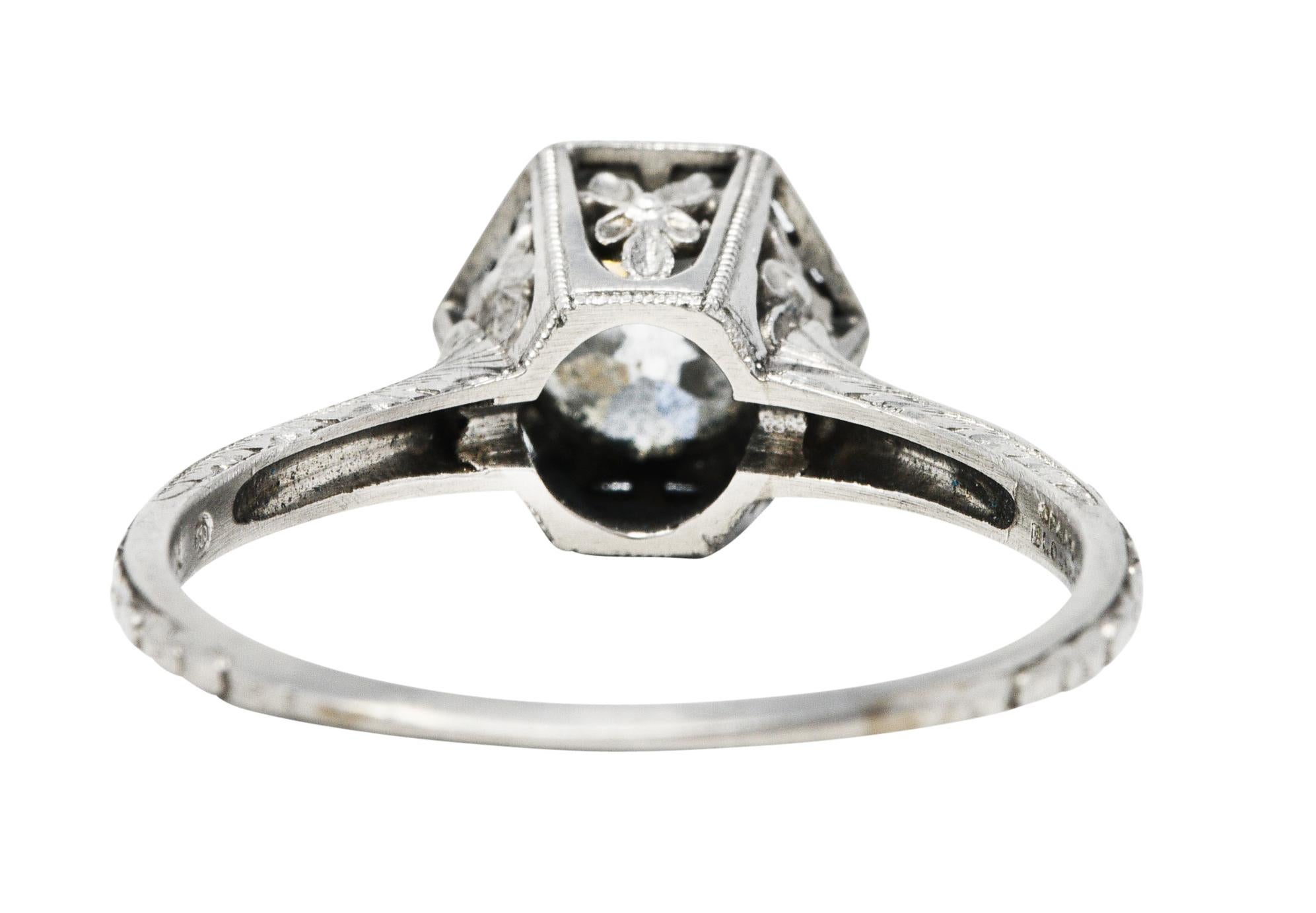 Old European Cut 1930's Traub 1.02 Carats Diamond Platinum Orange Blossom Engagement Ring