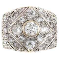 1930s Triangle and Square Platinum with Diamonds Ring