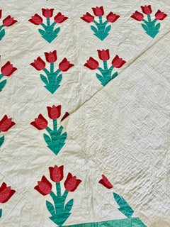 1930s Tulip Quilt by Anna Georgia Lake with Documented Provenance