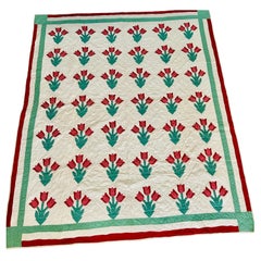 1930s Tulip Quilt by Anna Georgia Lake with Documented Provenance