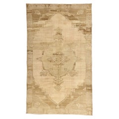 1930's Turkish Oushak Rug with Warm, Neutral Colors and Modern Style